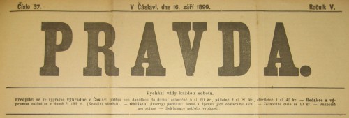 Záhlaví týdeníku PRAVDA z 16.září 1899